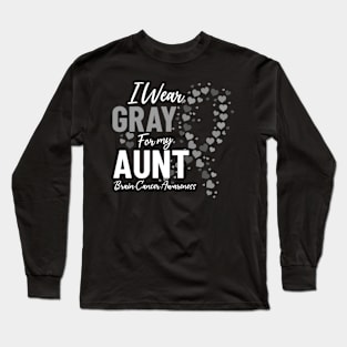 I Wear Gray for My Aunt Gray Ribbon Brain Tumor Awareness Long Sleeve T-Shirt